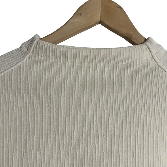 Madewell Jacquard Stripe Funnel Neck Top in Antique Cream Size XXS - Picture 7 of 14